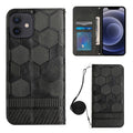 Crossbody Football Texture Magnetic PU Phone Case, For iPhone 12 Mini, For iPhone 12 Pro, For iPhone 12 Pro Max, For iPhone 13 For iPhone 12 Mini Black