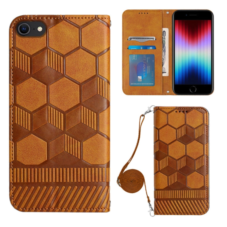 Crossbody Football Texture Magnetic PU Phone Case – Wear-resistant, Lanyard, Magnetic, For iPhone 14 Plus, For iPhone 14 Pro, For iPhone 14 Pro Max, For iPhone SE 2022/SE 2020/8/7 For iPhone SE 2022 SE 2020 8 7 Khaki
