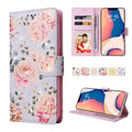 Bronzing Painting RFID Leather Case, For iPhone 14, For iPhone 14 Plus, For iPhone 14 Pro, For iPhone 14 Pro Max For iPhone 14 Pastoral Rose