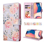 Bronzing Painting RFID Leather Case, For iPhone 14, For iPhone 14 Plus, For iPhone 14 Pro, For iPhone 14 Pro Max For iPhone 14 Pastoral Rose