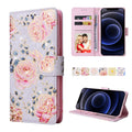 Bronzing Painting RFID Leather Case, For iPhone 12 mini, For iPhone 12 / 12 Pro, For iPhone 12 Pro Max, For iPhone 11 For iPhone 12 mini Pastoral Rose