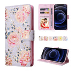 Bronzing Painting RFID Leather Case, For iPhone 12 mini, For iPhone 12 / 12 Pro, For iPhone 12 Pro Max, For iPhone 11 For iPhone 12 mini Pastoral Rose
