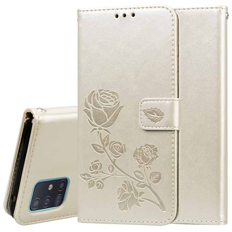 Rose Embossed Horizontal Flip PU Leather Case with Holder & Card Slots & Wallet, For Galaxy A81 / Note 10 Lite, For Galaxy A91 / S10 Lite, For Galaxy S20, For Galaxy S20 Plus For Galaxy A81 Note 10 Lite Gold