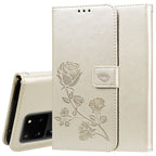 Rose Embossed Horizontal Flip PU Leather Case with Holder & Card Slots & Wallet, For Galaxy S20 Ultra, For Galaxy A51, For Galaxy A71, For Xiaomi Mi A3 For Galaxy S20 Ultra Gold