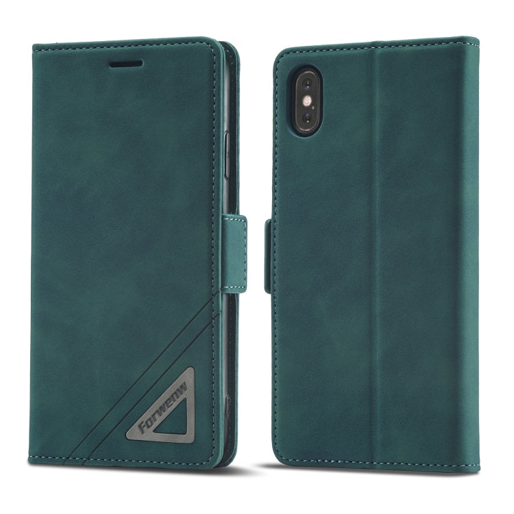 Forwenw Dual-side Buckle Leather Phone Case – Wear-resistant, Card Slot, Leather, For iPhone XS Max, For iPhone SE 2022 / SE 2020 / 7 / 8, For iPhone 7 Plus / 8 Plus For iPhone XS Max Dark Cyan