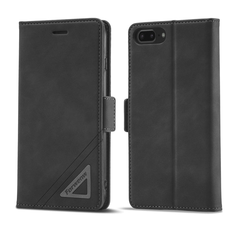 Forwenw Dual-side Buckle Leather Phone Case – Wear-resistant, Card Slot, Leather, For iPhone XS Max, For iPhone SE 2022 / SE 2020 / 7 / 8, For iPhone 7 Plus / 8 Plus For iPhone SE 2022 SE 2020 7 8 Black