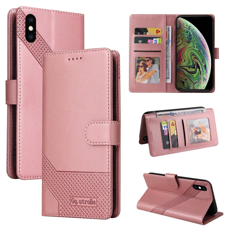 GQUTROBE Skin Feel Magnetic Leather Phone Case, For iPhone XS / X, For iPhone SE 2022 / SE 2020 / 8 / 7, For iPhone 8 Plus / 7 Plus For iPhone XS X Rose Gold