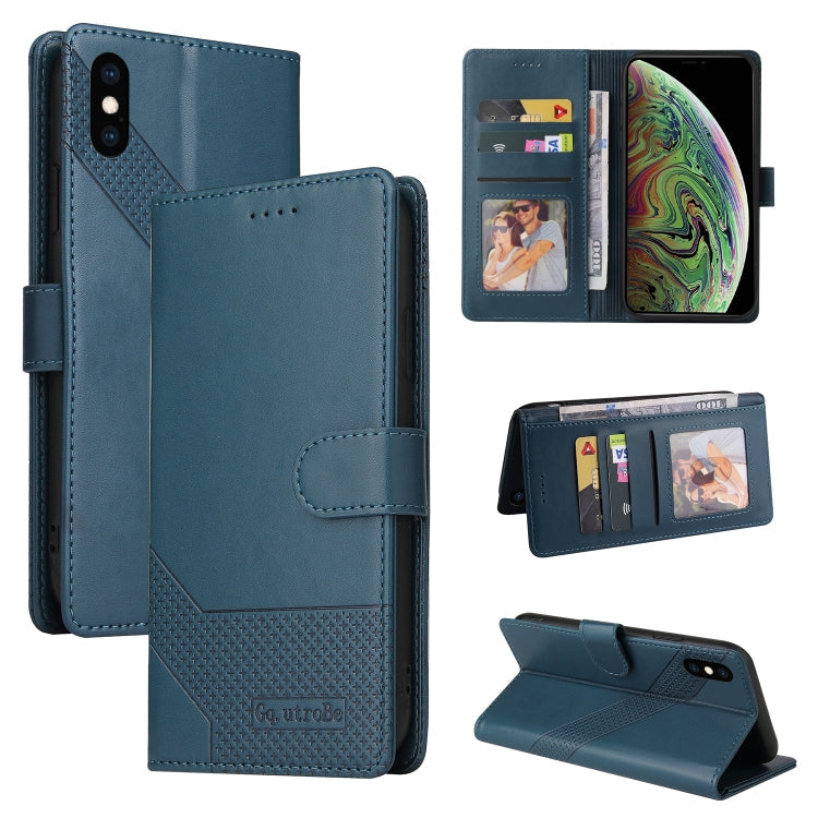 GQUTROBE Skin Feel Magnetic Leather Phone Case – Wear-resistant, Magnetic, Card Slot, For iPhone XS / X, For iPhone SE 2022 / SE 2020 / 8 / 7, For iPhone 8 Plus / 7 Plus For iPhone XS X Blue