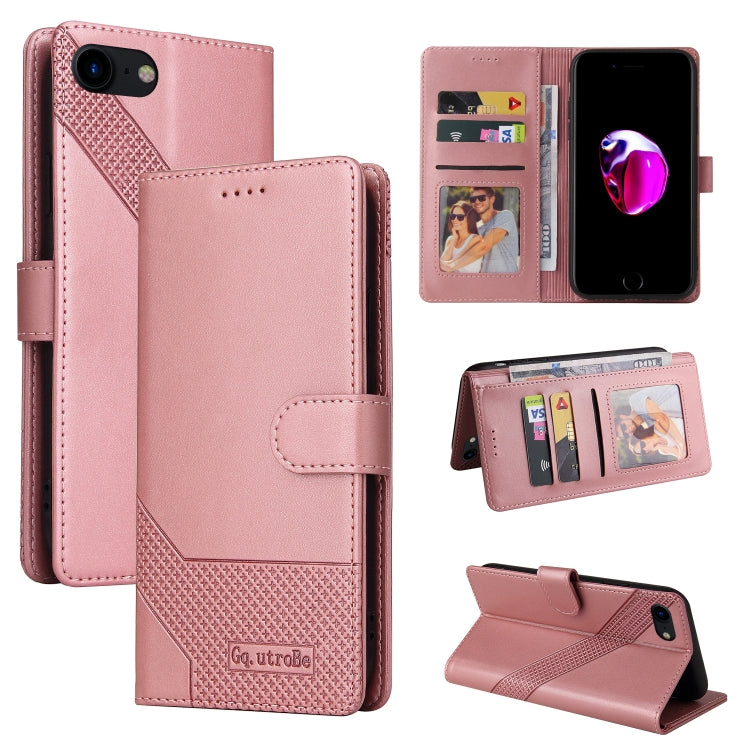 GQUTROBE Skin Feel Magnetic Leather Phone Case – Wear-resistant, Magnetic, Card Slot, For iPhone XS / X, For iPhone SE 2022 / SE 2020 / 8 / 7, For iPhone 8 Plus / 7 Plus For iPhone SE 2022 SE 2020 8 7 Rose Gold