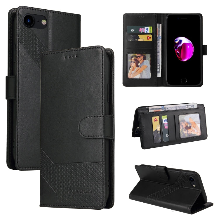 GQUTROBE Skin Feel Magnetic Leather Phone Case – Wear-resistant, Magnetic, Card Slot, For iPhone XS / X, For iPhone SE 2022 / SE 2020 / 8 / 7, For iPhone 8 Plus / 7 Plus For iPhone SE 2022 SE 2020 8 7 Black