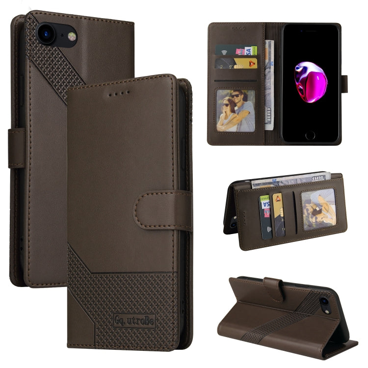 GQUTROBE Skin Feel Magnetic Leather Phone Case – Wear-resistant, Magnetic, Card Slot, For iPhone XS / X, For iPhone SE 2022 / SE 2020 / 8 / 7, For iPhone 8 Plus / 7 Plus For iPhone SE 2022 SE 2020 8 7 Brown