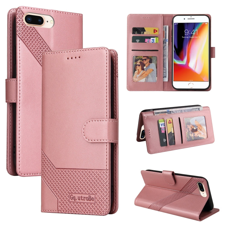 GQUTROBE Skin Feel Magnetic Leather Phone Case – Wear-resistant, Magnetic, Card Slot, For iPhone XS / X, For iPhone SE 2022 / SE 2020 / 8 / 7, For iPhone 8 Plus / 7 Plus For iPhone 8 Plus 7 Plus Rose Gold