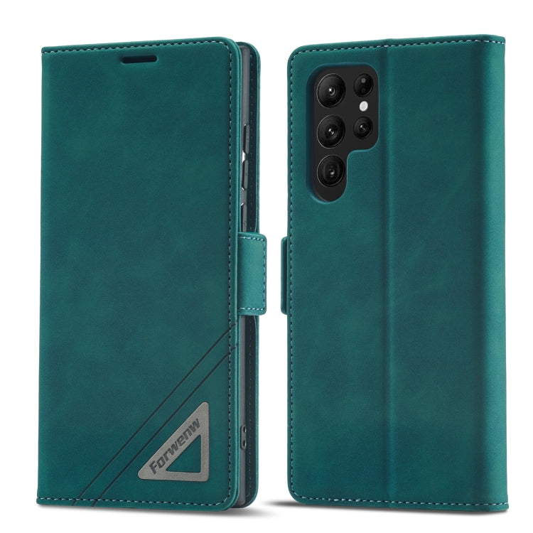 Forwenw Dual-side Buckle Leather Phone Case – Wear-resistant, Card Slot, Leather, For Samsung Galaxy S22 5G, For Samsung Galaxy S22+ 5G, For Samsung Galaxy S22 Ultra 5G, For Samsung Galaxy S21 5G, For Samsung Galaxy S21+ 5G For Samsung Galaxy S22 Ultra 5G Dark Cyan