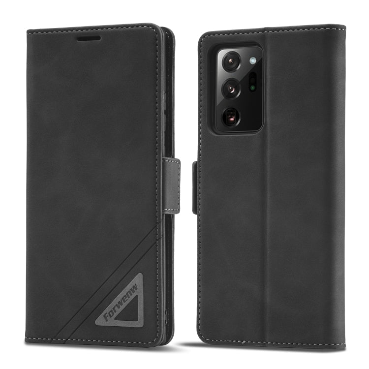 Forwenw Dual-side Buckle Leather Phone Case – Wear-resistant, Card Slot, Leather, For Samsung Galaxy S22 5G, For Samsung Galaxy S22+ 5G, For Samsung Galaxy S22 Ultra 5G, For Samsung Galaxy S21 5G, For Samsung Galaxy S21+ 5G For Samsung Galaxy Note20 Ultra Black
