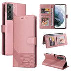 GQUTROBE Skin Feel Magnetic Leather Phone Case, For Samsung Galaxy S21 5G, For Samsung Galaxy S21+ 5G, For Samsung Galaxy S21 Ultra 5G, For Samsung Galaxy S21 FE 5G, For Samsung Galaxy S22 5G For Samsung Galaxy S21 5G Rose Gold