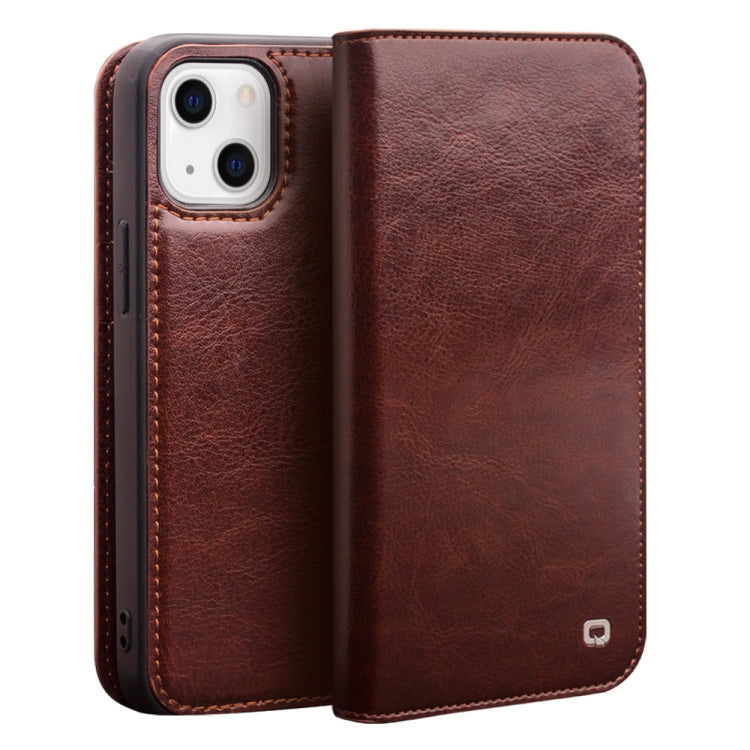 QIALINO Horizontal Flip Leather Phone Case – Card Slot, Flip, Leather, For iPhone 14, For iPhone 14 Plus, For iPhone 14 Pro, For iPhone 14 Pro Max For iPhone 14 Brown