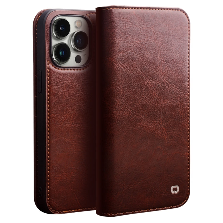 QIALINO Horizontal Flip Leather Phone Case – Card Slot, Flip, Leather, For iPhone 14, For iPhone 14 Plus, For iPhone 14 Pro, For iPhone 14 Pro Max For iPhone 14 Pro Max Brown
