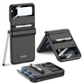 GKK Magnetic Full Coverage Phone Flip Case with Pen, For Samsung Galaxy Z Flip4 For Samsung Galaxy Z Flip4 Black