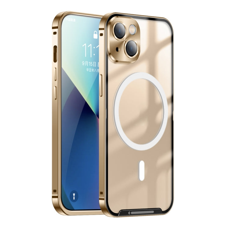 Frosted Metal Phone Case with Magnetic, For iPhone 13, For iPhone 13 Pro, For iPhone 13 Pro Max, For iPhone 14, For iPhone 14 Plus, For iPhone 14 Pro For iPhone 13 Gold