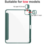 Acrylic 3-folding Smart Leather Tablet Case, For iPad Air 13 2024 / Pro 12.9 2022 / 2021/2020/2018, For Samsung Galaxy Tab S6 Lite 2020/2022