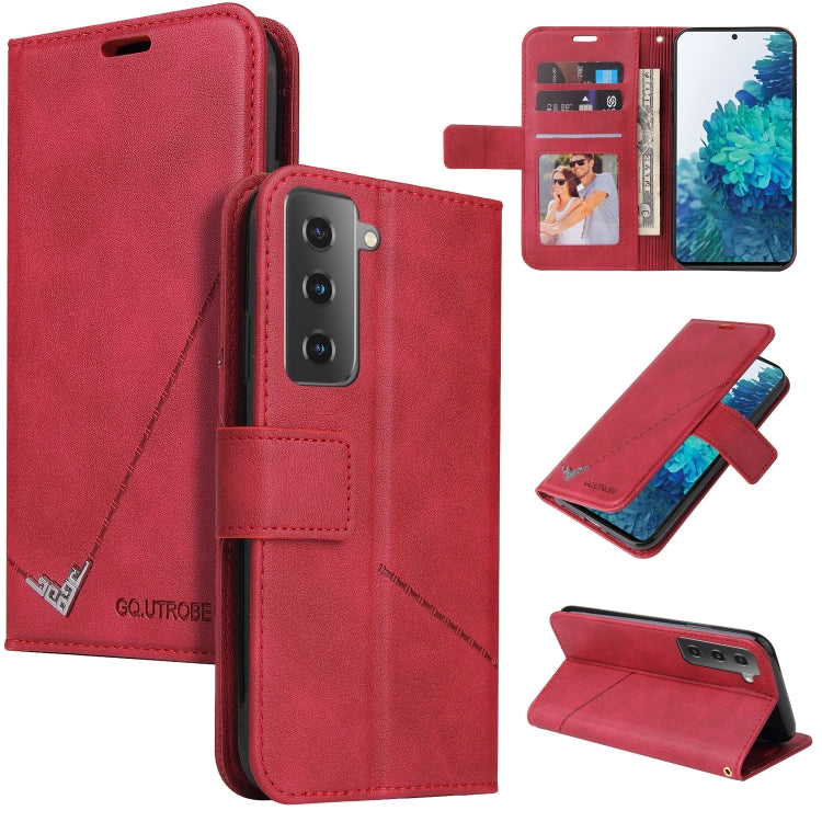 GQUTROBE Right Angle Leather Phone Case, For Samsung Galaxy S21 5G, For Samsung Galaxy S21+ 5G, For Samsung Galaxy S21 Ultra 5G, For Samsung Galaxy S22 5G For Samsung Galaxy S21 5G Red