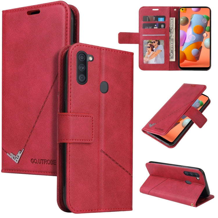GQUTROBE Right Angle Leather Phone Case – Wear-resistant, Card Slot, Kickstand, For Samsung Galaxy A11 Global Version, For Samsung Galaxy A01 Core, For Samsung Galaxy M51, For Samsung Galaxy M31 For Samsung Galaxy A11 Global Version Red