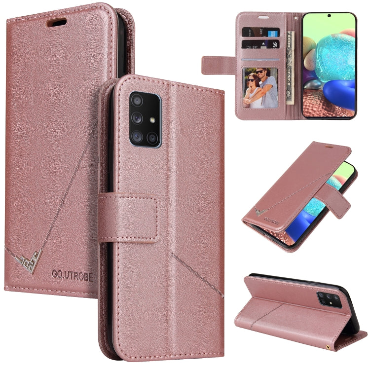 GQUTROBE Right Angle Leather Phone Case – Wear-resistant, Card Slot, Kickstand, For Samsung Galaxy A21s, For Samsung Galaxy Note10 Lite / A81, For Samsung Galaxy A71, For Samsung Galaxy A51 For Samsung Galaxy A71 Rose Gold