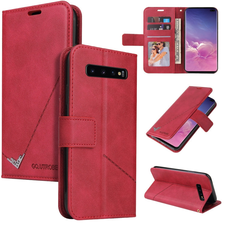 GQUTROBE Right Angle Leather Phone Case, For Samsung Galaxy S10, For Samsung Galaxy S10e, For Samsung Galaxy S10+ For Samsung Galaxy S10 Red