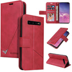 GQUTROBE Right Angle Leather Phone Case, For Samsung Galaxy S10, For Samsung Galaxy S10e, For Samsung Galaxy S10+ For Samsung Galaxy S10 Red