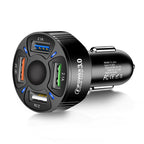 TE-094 4 in 1 Cigarette Lighter Conversion Plug Multi-function USB Car Fast Charger Black