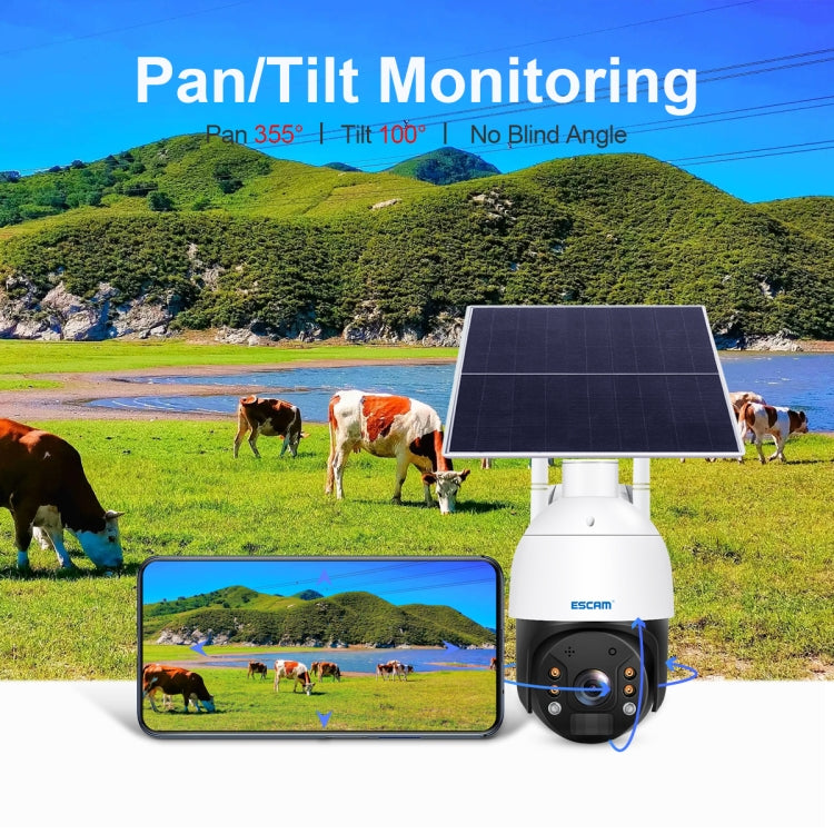 ESCAM QF724 3MP 24h Recording Cloud Storage PT 4G PIR Alarm IP Camera with Solar Panel, US Plug, EU Plug – Waterproof