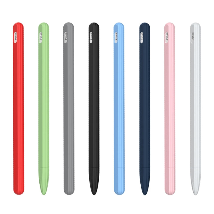 3 in 1 Striped Liquid Silicone Stylus Case with Two Tip Caps – Magnetic, For Apple Pencil 1, For Apple Pencil 2