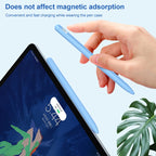3 in 1 Striped Liquid Silicone Stylus Case with Two Tip Caps – Magnetic, For Apple Pencil 1, For Apple Pencil 2