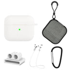 5 in 1 Silicone Earphone Protective Case + Earphone Bag + Earphones Buckle + Hook + Anti-lost Rope Set, For AirPods 3 For AirPods 3 White