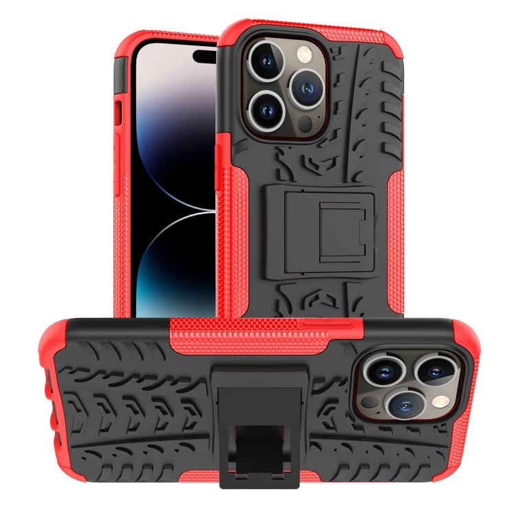 Tire Texture TPU + PC Phone Case with Holder, For iPhone 14 Pro Max For iPhone 14 Pro Max Red