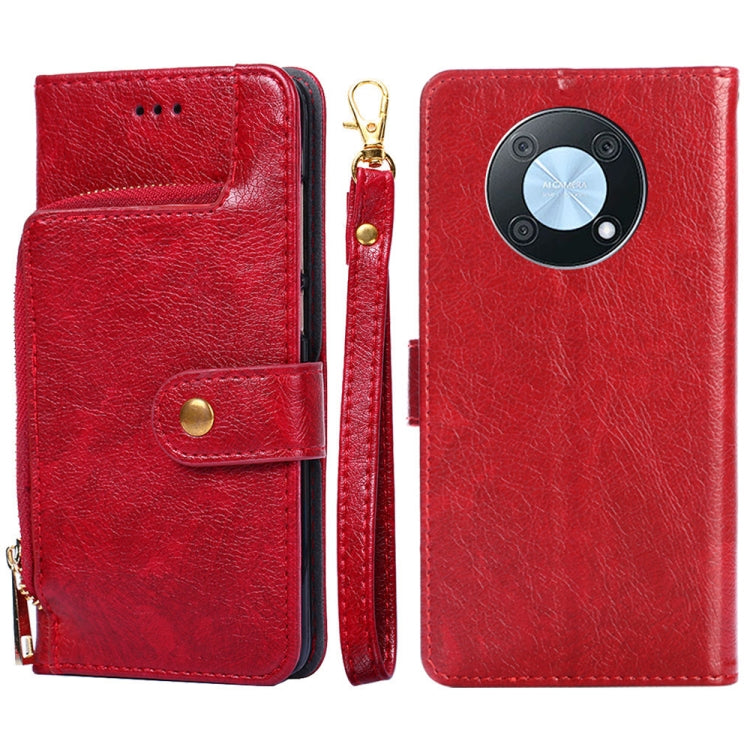 Zipper Bag Leather Phone Case – Card Slot, Leather, TPU, For OnePlus Ace Pro 5G, For Xiaomi Redmi K50 Ultra/Xiaomi 12T/Xiaomi 12T Pro, For Asus Zenfone 9, For Huawei nova Y90 4G For Huawei nova Y90 4G Red