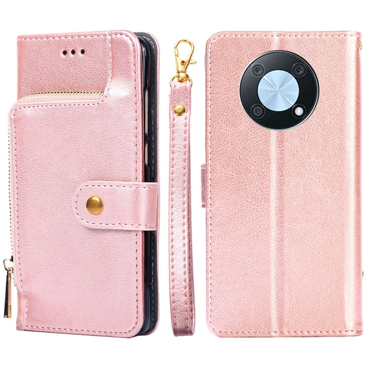 Zipper Bag Leather Phone Case – Card Slot, Leather, TPU, For OnePlus Ace Pro 5G, For Xiaomi Redmi K50 Ultra/Xiaomi 12T/Xiaomi 12T Pro, For Asus Zenfone 9, For Huawei nova Y90 4G For Huawei nova Y90 4G Rose Gold