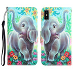 Colored Drawing Leather Phone Case – Card Slot, Leather, TPU, For iPhone XS Max