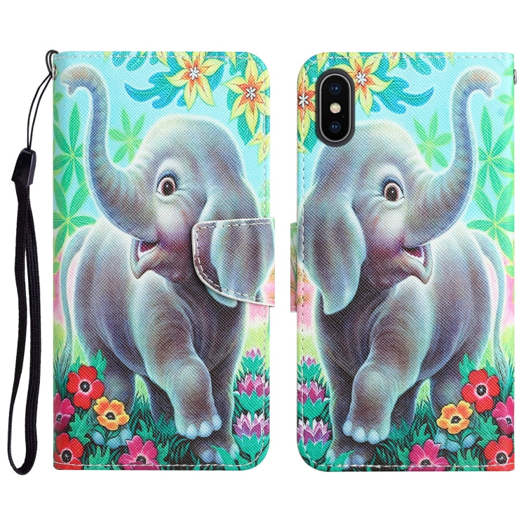 Colored Drawing Leather Phone Case – Card Slot, Leather, TPU, For iPhone XS Max
