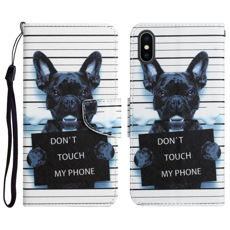 Colored Drawing Leather Phone Case – Card Slot, Leather, TPU, For iPhone XS Max