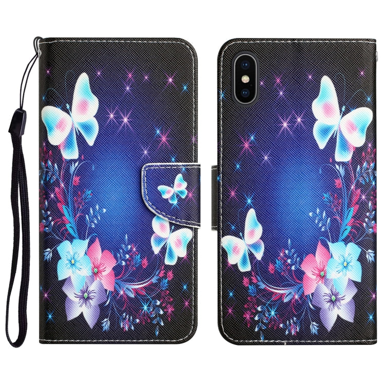 Colored Drawing Leather Phone Case – Card Slot, Leather, TPU, For iPhone XS Max
