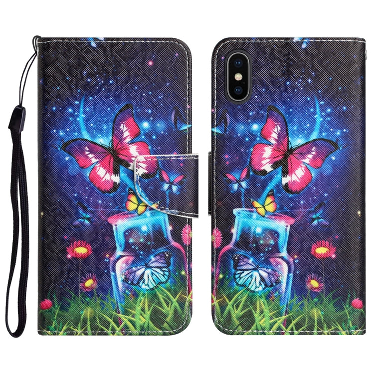 Colored Drawing Leather Phone Case – Card Slot, Leather, TPU, For iPhone XS Max