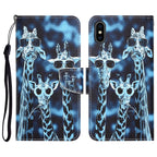 Colored Drawing Leather Phone Case – Card Slot, Leather, TPU, For iPhone XS Max