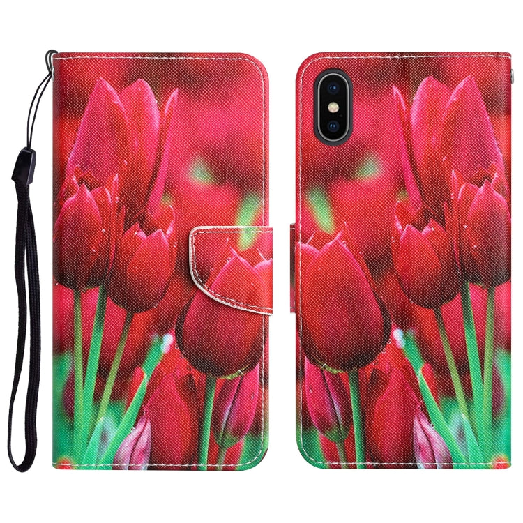 Colored Drawing Leather Phone Case – Card Slot, Leather, TPU, For iPhone X