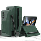 GKK Armor Flip Leather Phone Case with Pen Slots, For Samsung Galaxy Z Fold4 For Samsung Galaxy Z Fold4 Night Green