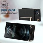Cross-body Zipper Square Phone Case with Holder, For iPhone 14, For iPhone 14 Plus, For iPhone 14 Pro, For iPhone 14 Pro Max