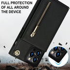 Cross-body Zipper Square Phone Case with Holder, For iPhone 14, For iPhone 14 Plus, For iPhone 14 Pro, For iPhone 14 Pro Max