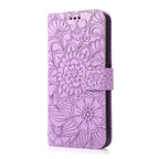 Skin Feel Embossed Sunflower Horizontal Leather Case, For iPhone 14, For iPhone 14 Plus, For iPhone 14 Pro, For iPhone 14 Pro Max