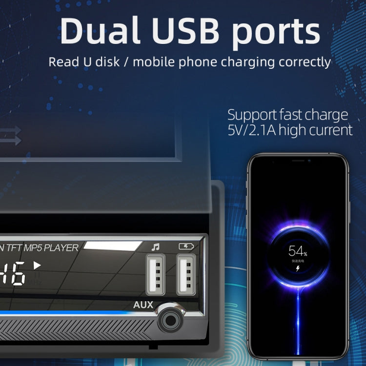 9901 7 inch Car Retractable MP5 Player Supports FM & Mobile Phone Internet, 9901