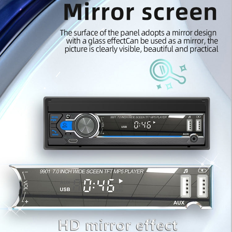 9901 7 inch Car Retractable MP5 Player Supports FM & Mobile Phone Internet, 9901
